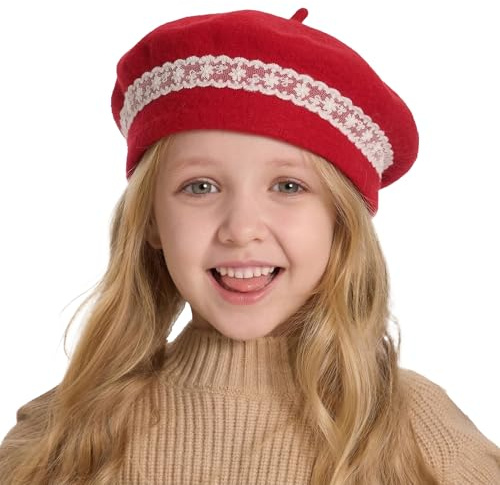 ZLYC Mädchen Klassische Wolle Französische Künstler Baskenmütze Barett | Winter Kinder Barrett