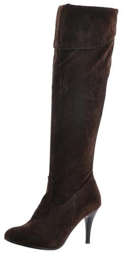 LarDorLin Tacco a Spillos Donna Stretch Stivali Sopra Il Ginocchio Senza Chiusura Inverno Warm Tacco Alto Eleganti Stivali Alti Ufficio Marrone Numero 37 EU (38 Cn)
