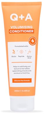 Q+A Volumen-Haarspülung 250ml, Spülung für Feines Haar | Verdichtende, Kräftigende Anti-Frizz-Pflege mit Biotin, Erbsenpeptiden und L-Arginin