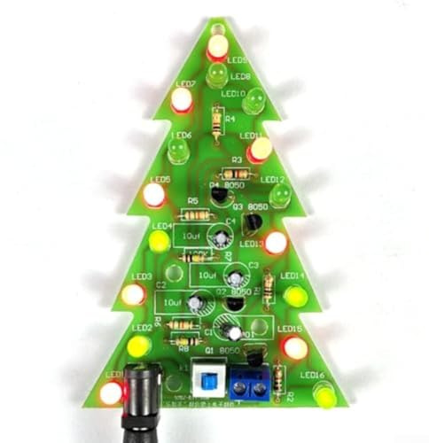DIY Elektronischer Weihnachtsbaum Kit, LED Blinkende Weihnachtsbaum Kit, 16 Lampen DIY Montage Kit für Studenten und Heimwerker (A)