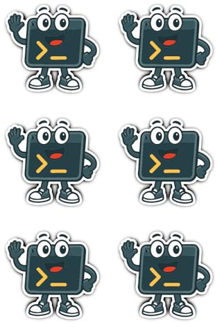 Aufkleber: 50 mm, 6 Stück - lustiger Terminal Konsolen Charakter für Programmierer Laptop