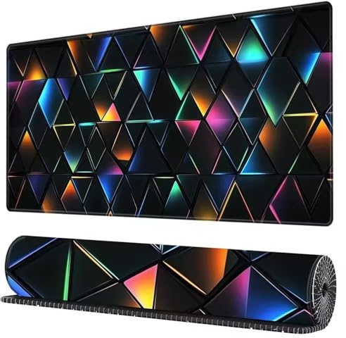 Gaming Mauspad XXL 600x300mm/23.62x11.81inch Minimalistisches Dreieck, mauspad Groß mit Genähten Kanten für PC, Schreibtischunterlage mit Rutschfester Gummibasis für Gaming, Office, Home