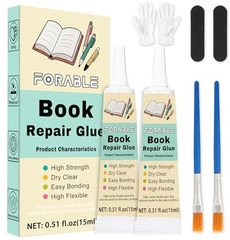 Book Glue, Dries Clear & Flexible Book Binding Glue Adhesive for Bookbinding and Book Repair, Paper Crafts, Collages, Framing Clear (15ml * 2Pack)