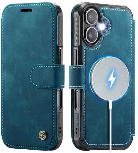 KZB für iPhone 17 Hülle für MagSafe, Leder Klapphülle RFID Schutz