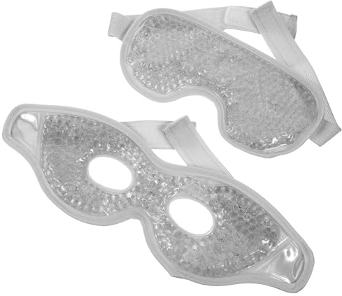 EXAOMBLE 2 Stück Eisaugenpads mit Gel und Pvc Wiederverwendbare Kühl und Wärmetherapie Augenpads mit Klebrigem Band zur Linderung von Augenringen im Sommer