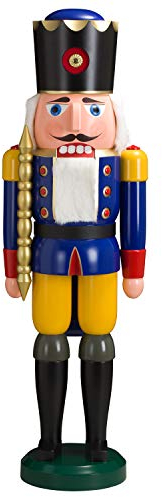 Seiffener Volkskunst 11101/2 Nussknacker Holzfigur Holz König Figur Höhe 100 cm groß blau