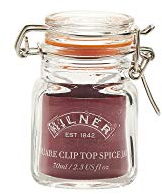 Kilner Square Clip Top Spice Jar 70ml (0.07L) Airtight Glass Jar for Storing Herbs and Spices Space-Saving Pantry Solution