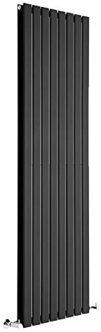 MILANO Black Vertical Double Flat Panel Radiator 1780 x 560mm | Steel Construction. Generous Heat Output. Contemporary Style. Double Panel Design. Central Heating Operation.
