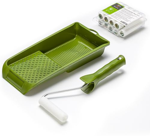 Lackierset 10 Heizkörperwalzen Filz mit Bügel und Farbwanne | Set zum Lackieren von Heizkörpern: 10 Filzwalzen, Walzenbügel und Farbwanne für gleichmäßige Lackflächen