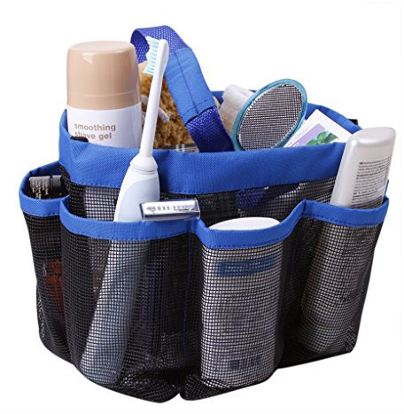 FakeFace Waschtasche mit 8 Fächern für Kulturbeutel, Kosmetik, als Aufbewahrungstasche für das Badezimmer, viel Stauraum, zum Verreisen, Badezimmer-Zubehör, transparent blau