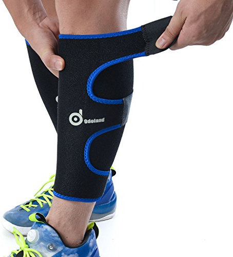 Odoland Manchon de Compression Mollet Réglable Bandage Mollet Jambe Compression Graduée, Protection Musculaire, Formation et Guérison plus Efficace pour Trail et Triathlon, Taille Unique Bleu