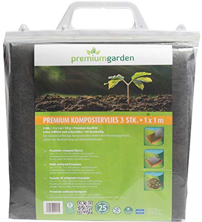 3er Pack Premium Kompostervlies, 1m x 1m, (90g/m²), fördert den Verrottungsprozess, vermindert die Austrocknung und den Nährstoffverlust