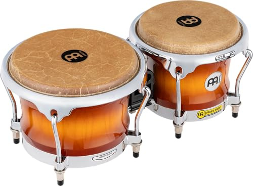 Meinl Percussion Bongos Professional Series - 2 hand drums with 7 and 8.5 inches - including tuning key - Siam Oak, Gold Amber Sunburst (FWB400GAB)