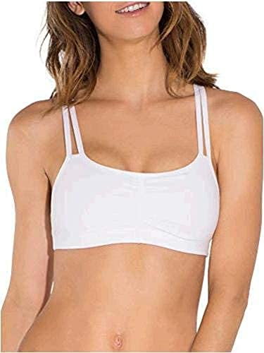 Fruit of the Loom Damen Baumwolle mit Spaghettiträgern – Ganztägiger Komfort und Einfache Bewegung Sport-BH, Undurchsichtige, Skinny Stripe/White/Blushing Rose, 85A (3er Pack)