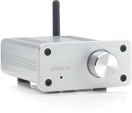 Mini Verstärker Bluetooth - Marmitek BoomBoom 460 - aptX - 2x 20W RMS - AUX Eingang - passive Lautsprecherverbindung - Lautstärkeregelung - Metallgehäuse - schließe Ihre alte Lautsprecher an - Silber