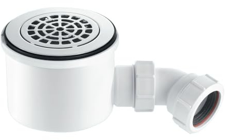 McAlpine ST90CPB-P-HP2 1.5 inch 90mm Hi-Flow Shower Trap-Petal Shape, Chrome/White