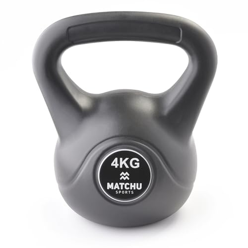 MATCHU - Kettlebell - Fitness und Krafttraining - Crosstraining, Fitness, Gymnastik - Handgewicht - Swinghalter - Kugelhalter - Kunststoff - Beton - 22x15cm