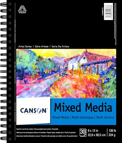 Canson Mixed Media Paper Pad, White, 9x12 in