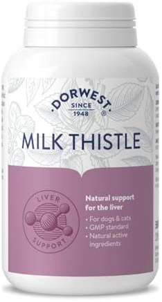 Dorwest Milk Thistle Tablets for Dogs and Cats, 500 Tablets, Supports Liver Function, Antioxidant for Dogs, Immune System Heath, Natural Supplement