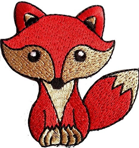 Fuchs Aufnäher Patch für Jacken Jeans Kleidung Stoff Kleider Bügelbild Sticker Bügel Patch Applikation Aufbügler zum aufbügeln Fuchs rot bronze 7.8 x 7 cm