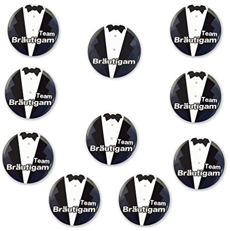 Oblique Unique® 1 x Bräutigam & 9 x Team Bräutigam Sticker für Junggesellenabschied I Hochzeit I Anstecker
