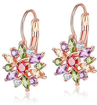 YAZILIND élégant accessoires rose plaqué or fleur fleur zircon hypoallergénique Crochet boucles d'oreilles pour les femmes cadeau (couleur)