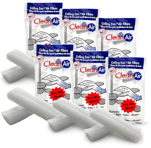 BioStrike Ceiling Fan Air Filter, Traps Dust Particles, Pet Dander, & Other Allergens (6 Packs)