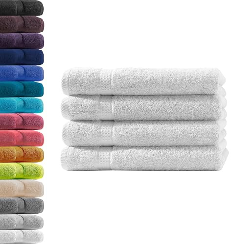 4X Handtuch | Weiß | 100% Baumwolle Frottier | Oeko-TEX® Standard 100 | Premium Qualität 500 g/m²