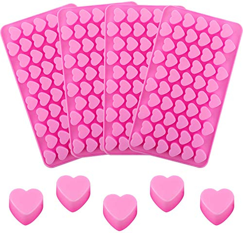 Lot de 4 moules en silicone en forme de cœur pour chocolats, bonbons, chocolats, décorations pour la fabrication de savons et de bougies Rose