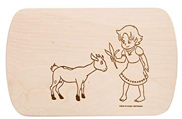 Frühstücksbrettchen Heidi aus Naturholz – Holzbrett mit Heidimotiv – Personalisierbar mit Namen & Gravur – für Kinder & Erwachsene