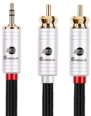 BOAACOUSTIC JIB Cavo RCA Jack 3,5mm Audiofila, Cavo 2 RCA Maschio a 1 jack Aux Maschio Audio Stereo Adattatore, Splitter Audio Y, per Smartphone, PC, TV, Tablet, MP3, iPod, Amplificatore 3,0m