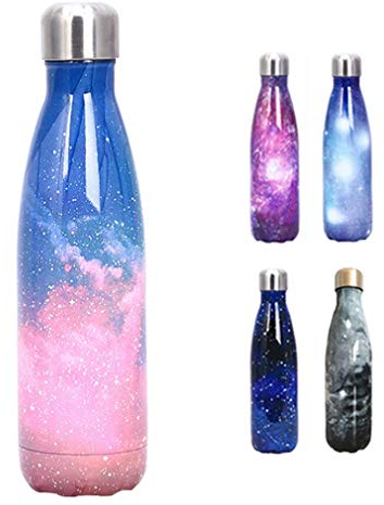 COMVIP Bouteille d'eau Isotherme en Acier Inoxydable Gourde Sport 500ml Galaxie D: Rose/Bleu