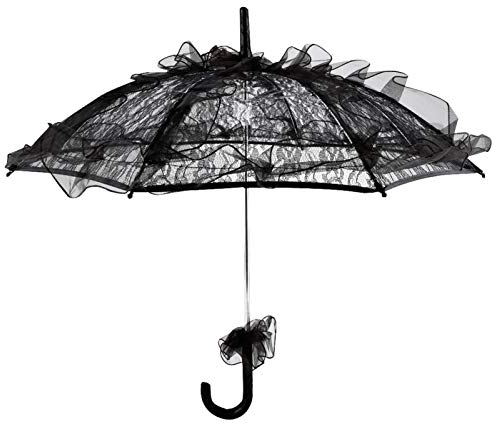 Lecxin Lace Umbrella, Black Color Lace Umbrella Parasol for Lady Women Party Decor Dancing Stage Performance Photography Prop