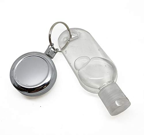PCL Media ltd 30mm empty sanatiser bottle, easy clip to your belt with extendable cable for easy use (Bottle Reel)