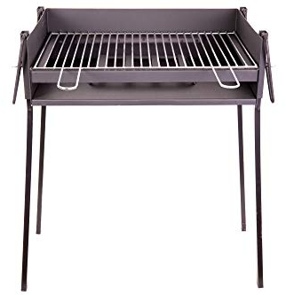 Barbacoa CARBÓN Y LEÑA 60X40 CENTÍMETROS con Soporte para PAELLERA Ideal Camping Y Playa