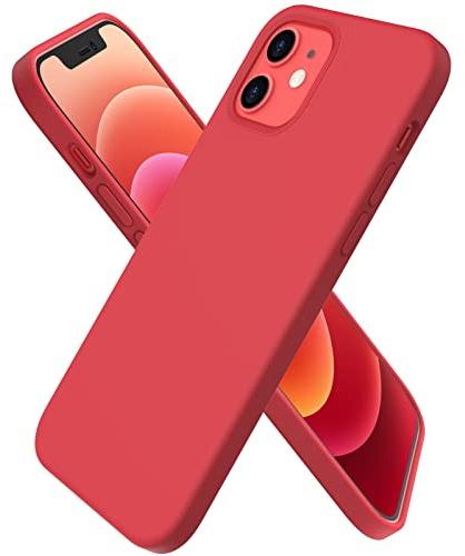ORNARTO kompatibel mit iPhone 12 | 12 Pro 6,1 Silikon Case, Hülle Ultra Dünne Voller Schutz Flüssig Silikon Handyhülle Schutz für iPhone 12 Pro/iPhone 12(2020) 6,1 Zoll Rot