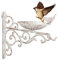 Relaxdays Vogeltränke Gusseisen, Wandmontage, wetterfest, Vintage Vogelbad Wildvögel, Gartendeko, HBT 24x28x14 cm, weiß