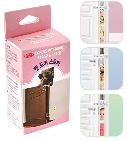 CG PLUS Adjustable Door Strap and Latch - Stylish Pattern. Pet Door Stopper. No Need for Pet Gates or Interior Cat Door. Recommend for Pet Owners Who Have Cats and Dogs Together