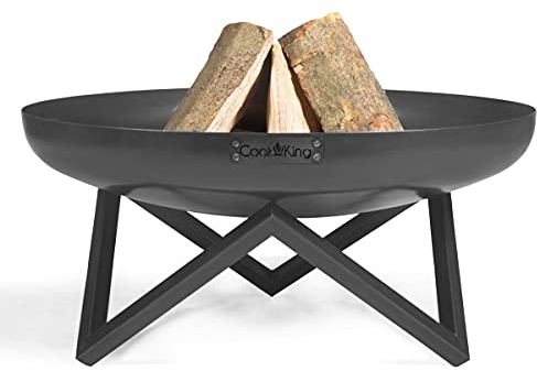 Cookking Feuerschale Santiago rund, Rustikale Feuerstelle Garten & Terrasse, Robustes Gestell, Stahl, Schwarz, 32x60x60cm