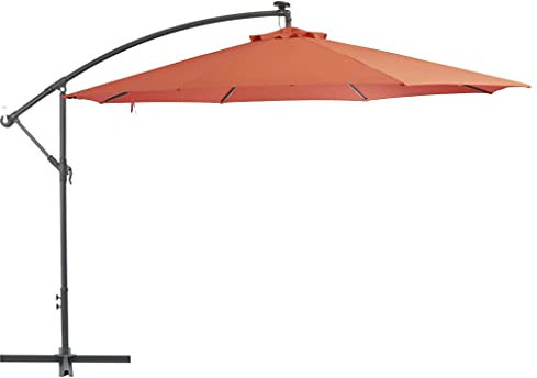 YITHOPI Alu Sonnenschirm Ø 350 cm Orange Gartenschirm Marktschirm Ampelschirm mit Kurbel Alu Mast UV-Schutz Wasserabweisende