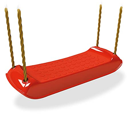 URBN-TOYS Kids Red Garden Swing Seat for Climbing Frame With Height Adjustable Ropes Set