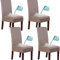 Stuhlhussen 4er Set, Wildleder Wasserdichte Stuhlbezug Stretch Abnehmbare Waschbar Stuhlüberzüg Für Hotel Speisetisch Hochzeit-braun-4 Stück