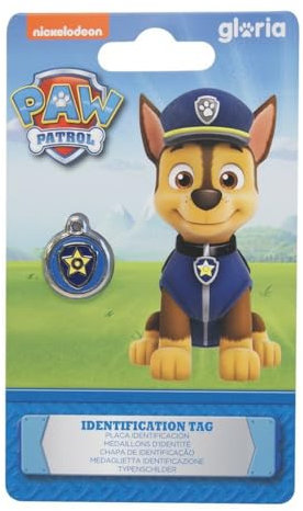 PAW PATROL Chase S Hundemarken, 1 Stück, Edelstahl, Blau, Größe S