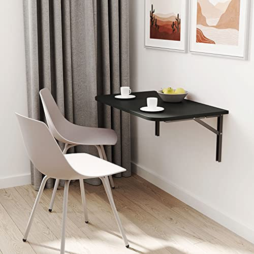AKKE Klapptisch Wandklapptisch Esstisch - Klappbar Faltbar Platzsparend - Abgerundete Ecken - 80x60 cm - Anthrazit