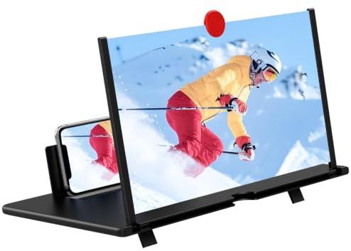 Lupa de Pantalla de 18 Pulgadas, ampliador de Pantalla 3D HD para teléfono Celular, proyector para películas, Videos y Juegos, Soporte Plegable para teléfono Celular con Amplificador de Pantalla,