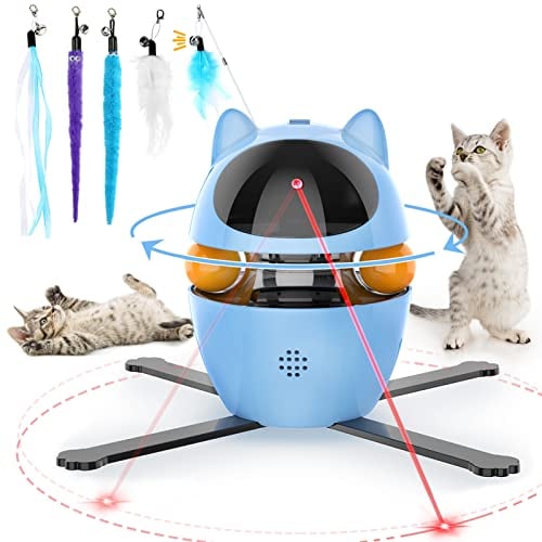 PETTOM Katzenspielzeug Selbstbeschäftigung, 3-in-1 Katzenspielzeug Elektrisch Automatisch, Interaktives Spielzeug für Katzen USB Aufladbar