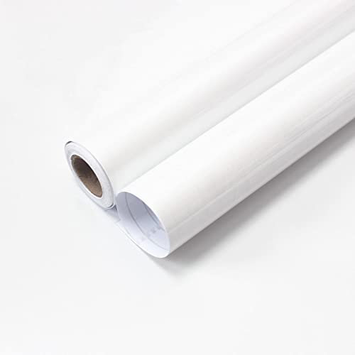 WADILE Peel and Stick Wallpaper, Shiny Contact Paper Solid Color Waterproof, Vinyl Colored Wall Paper Self Adhesive, Glossy(White-1, 40cm X 2m)