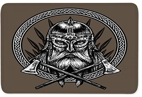 LUORU 3D Wikinger Fußmatte Innen und Außen 80x120cm Odin Türmatte rutschfest Waschbar Türvorleger Weich Flauschige Mikrofaser Memory Foam Fussmatte Teppich für Haustür Eingangsbereich