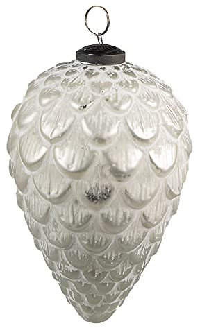 Clayre & Eef Weihnachtskugel Ø 10 cm Silberfarbig Weiß Glas Weihnachtsdekoration