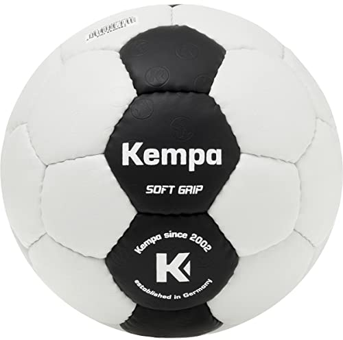 Kempa Soft Grip Black&White Handball Trainings- und Methodik-Ball für Kinder - weich und leicht drückend - unterstützt Kinder beim Erlernen der richtigen Wurftechnik - schwarz/weiß